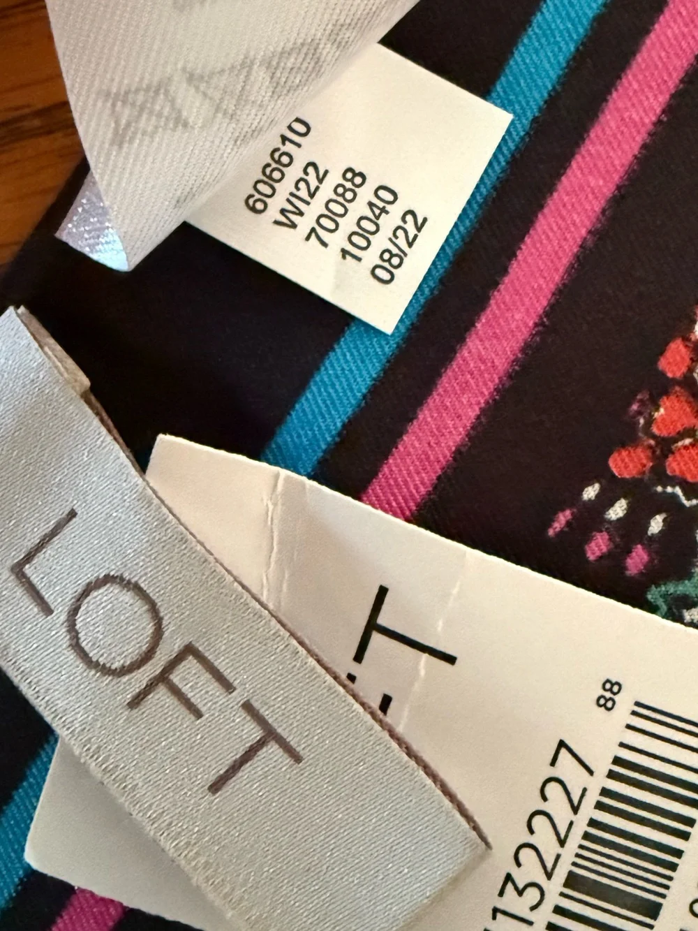 LOFT Silk Scarf - Black, Pink, & Blue Paisley